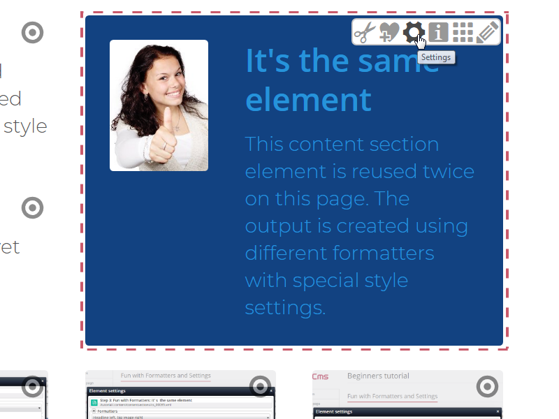 Open Element Settings